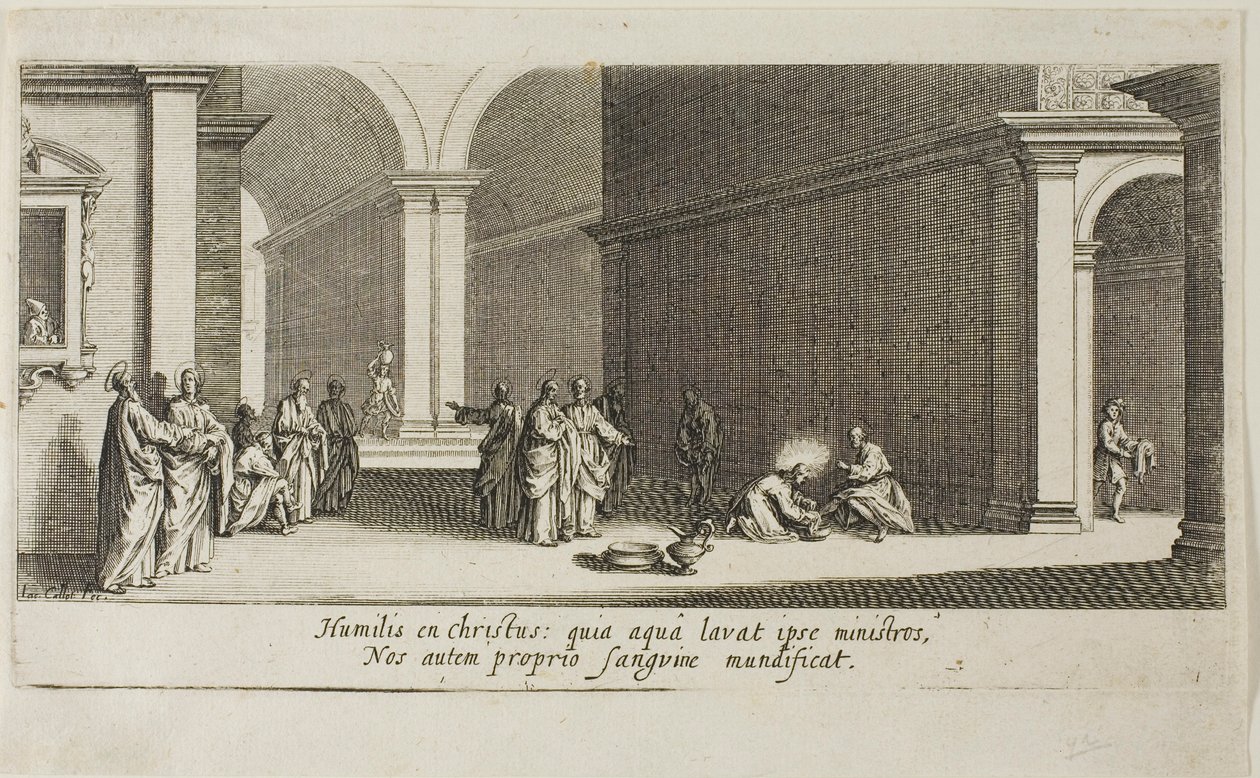 Kristus pesee apostolien jalat, elokuvasta Suuri passio. tekijältä Jacques Callot