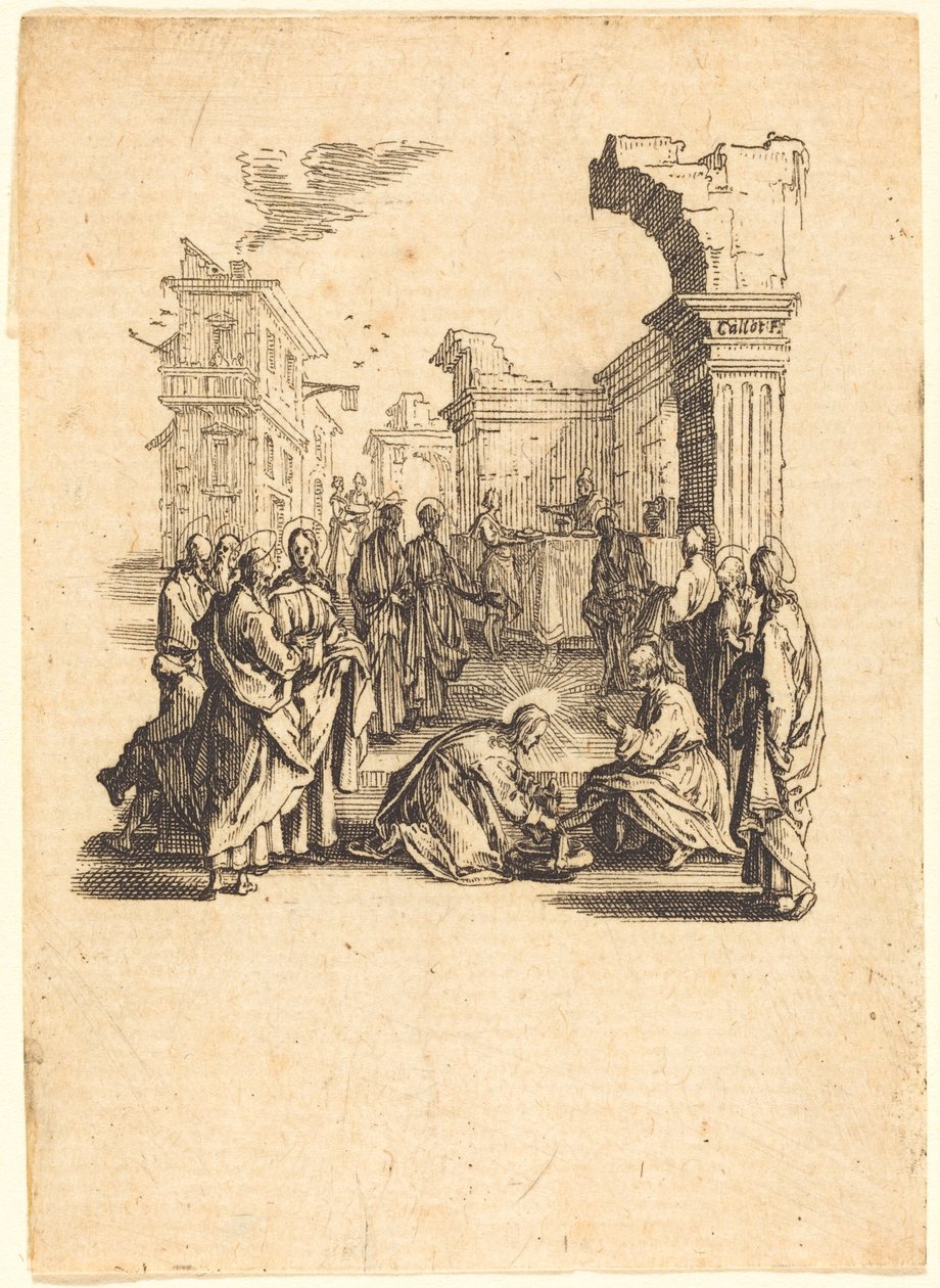 Kristus pesee apostolien jalkoja tekijältä Jacques Callot