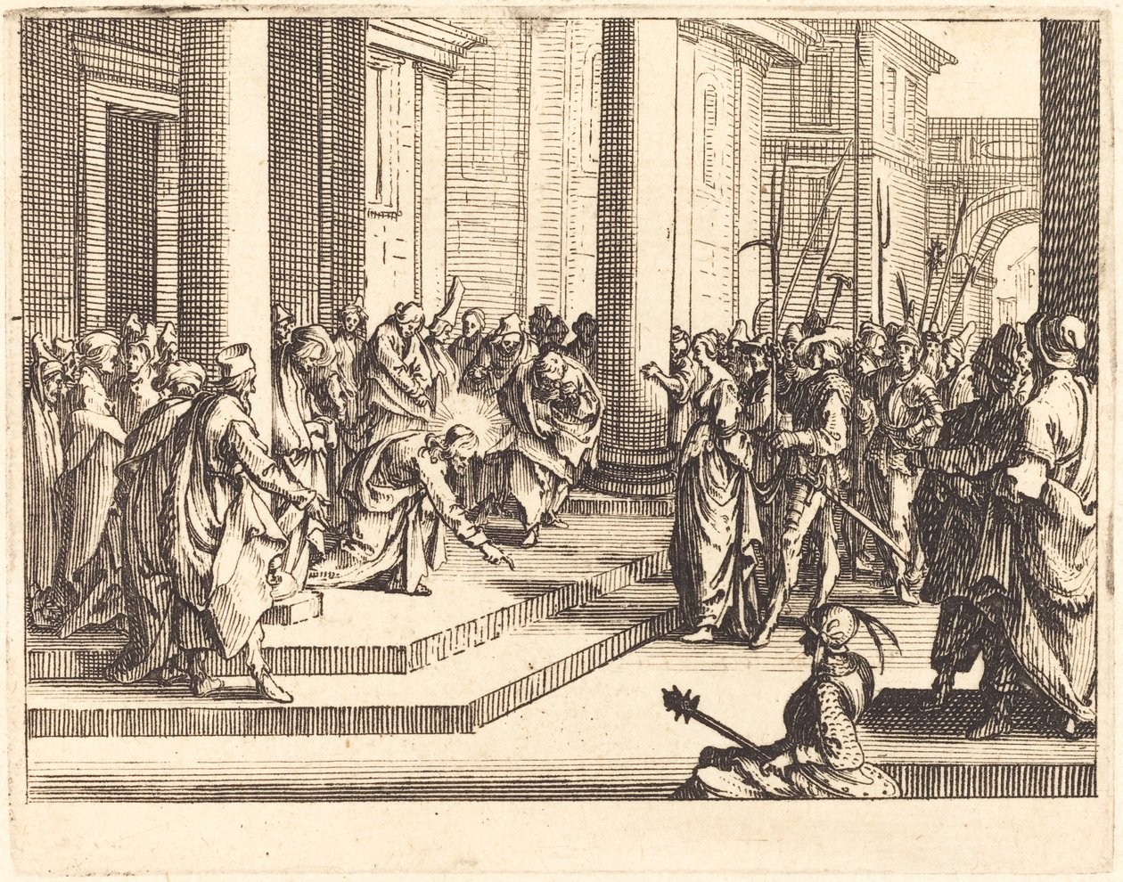 Kristus ja aviorikoksesta vangittu nainen, 1635. tekijältä Jacques Callot