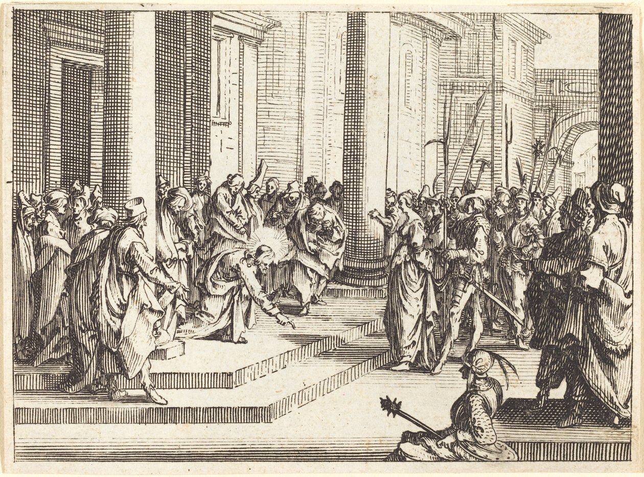 Crist i la dona presa en adulteri, 1635. finlandès tekijältä Jacques Callot