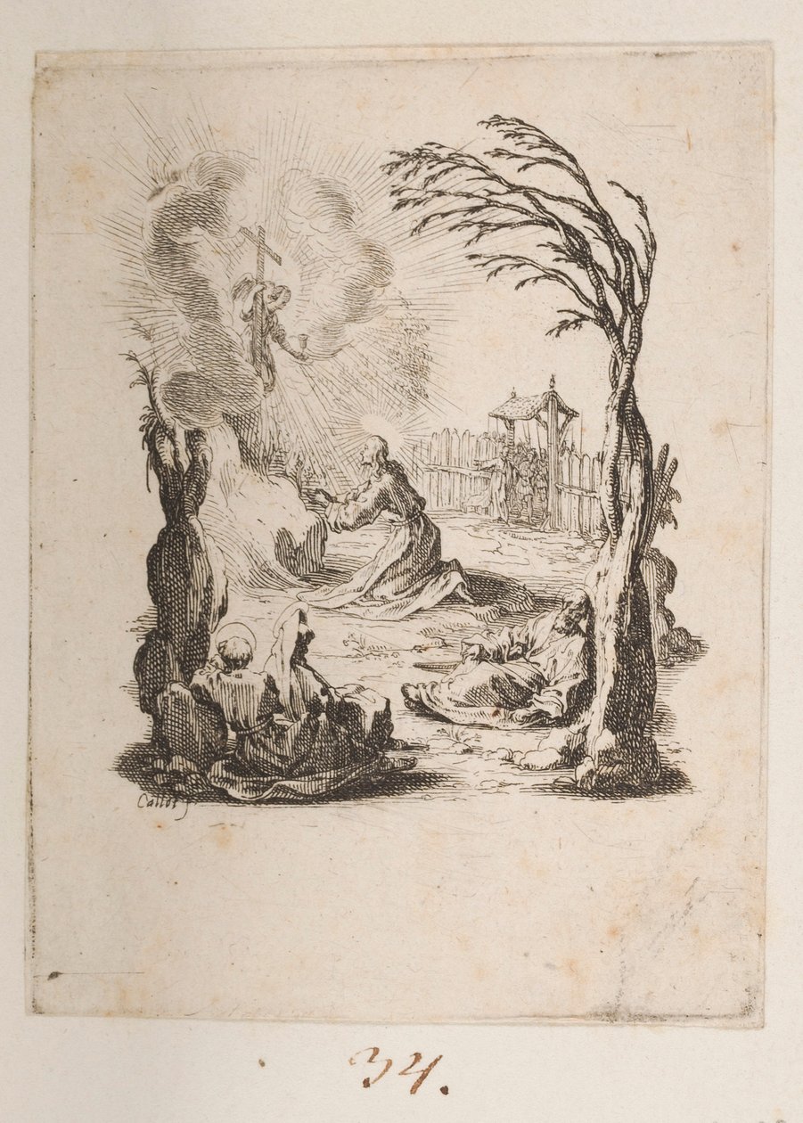Kristus oliivipuutarhassa, nro. 3/11 La Petite Passionista tekijältä Jacques Callot