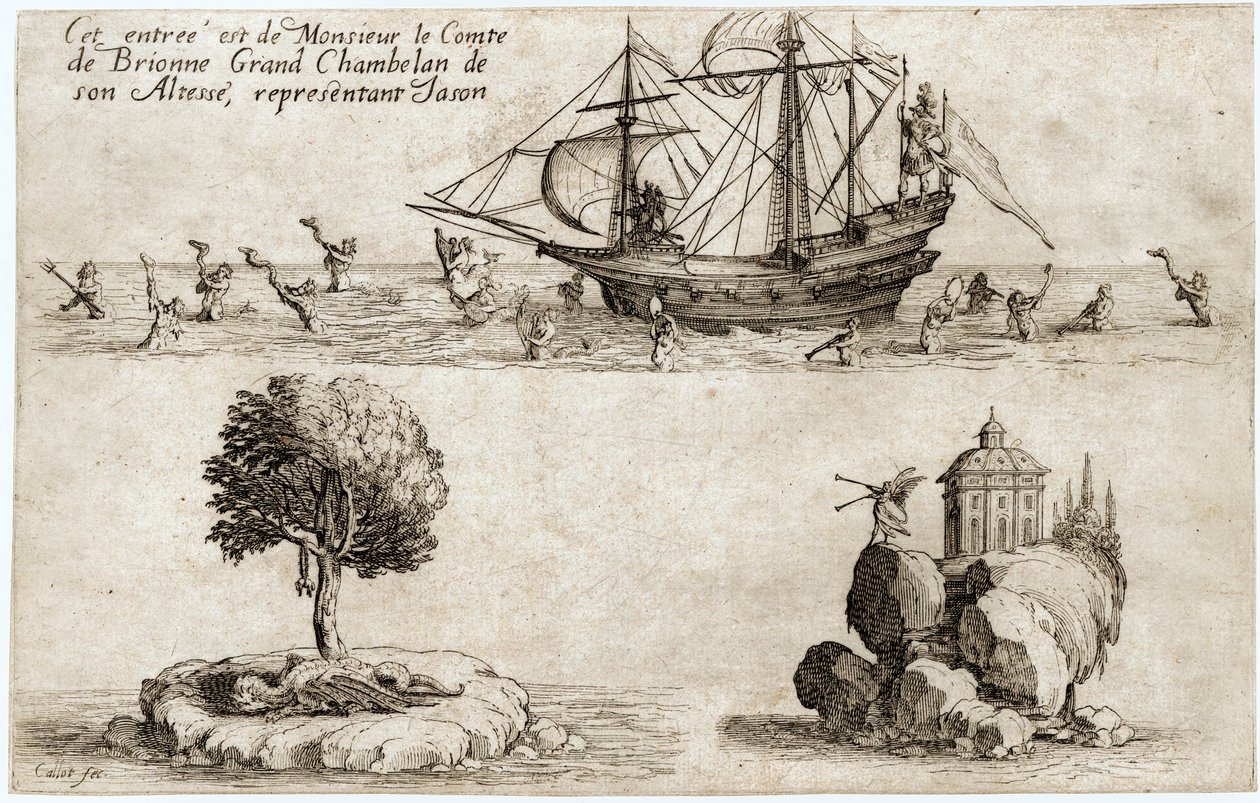 Combat a la barriere: Monsieur le Comte de Brionnen, hänen korkeutensa Kaarle IV:n Lothringenin suurkamreerin saapuminen ... (kaiverrus) (kaiverrus) tekijältä Jacques Callot