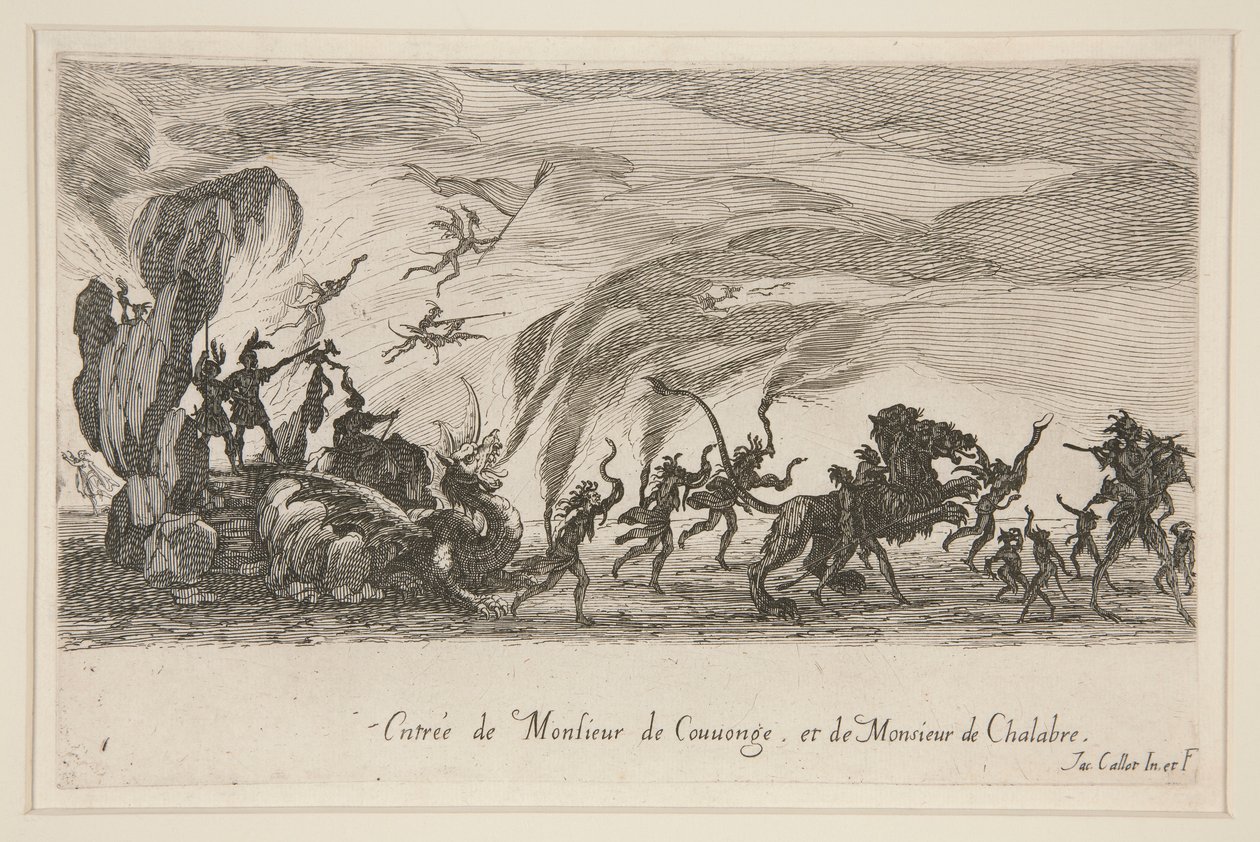 Taistella? Barrier, Monsieur de Couvongen ja Monsieur de Chalabren sisäänkäynti tekijältä Jacques Callot