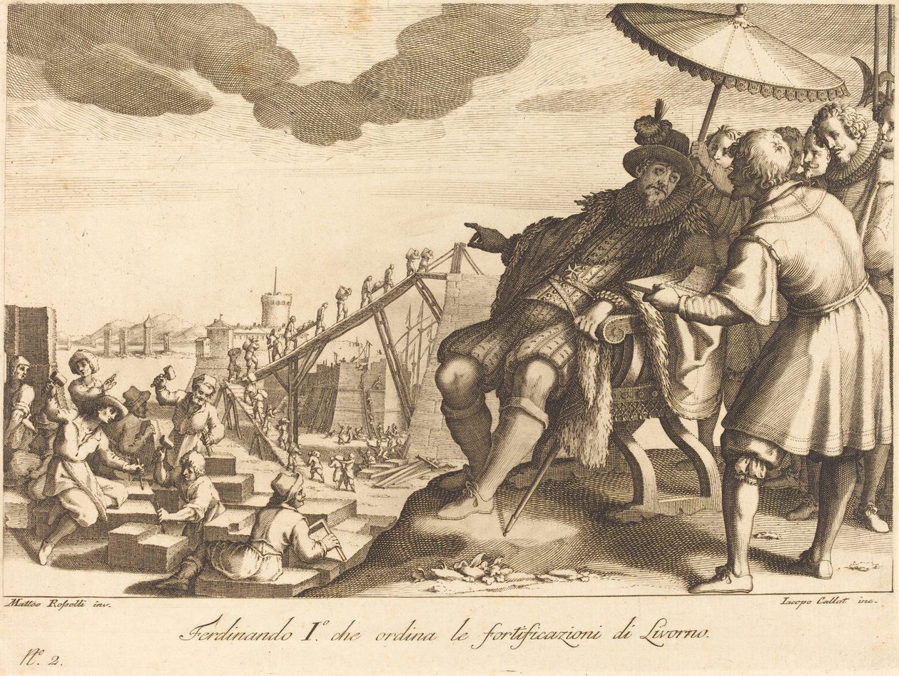 Livornon sataman rakentaminen ja linnoitus tekijältä Jacques Callot