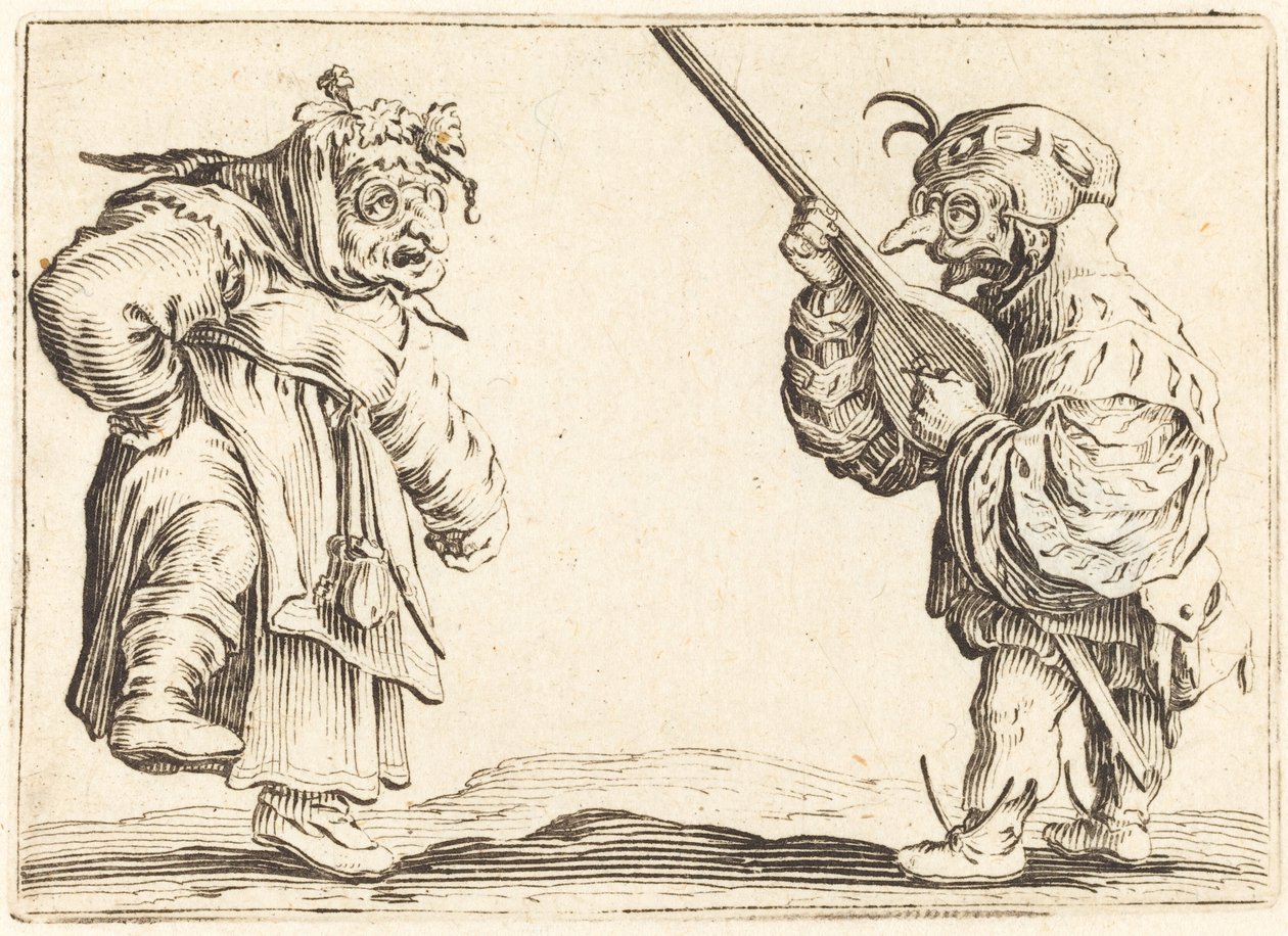 Tanssijat luutun kanssa, n. 1622. tekijältä Jacques Callot
