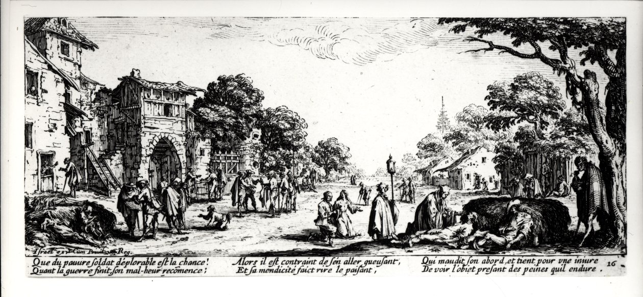 Kuolema tien varrella, levy 16 teoksesta "The Miseries and Misfortunes of War", kaiverrus Israel Henriet (n. 1590-1661) 1633 tekijältä Jacques Callot