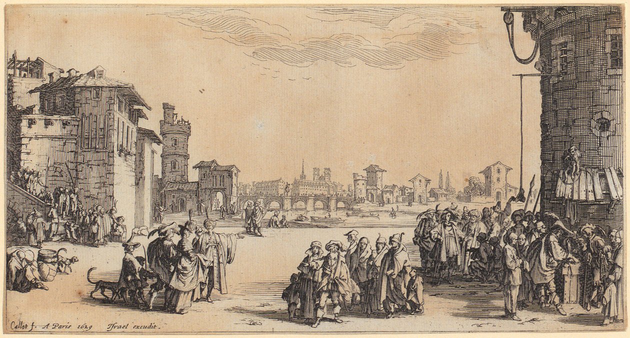 Yksityiskohta teoksesta "Monseigneur Henry de Lorrainen saapuminen", lehti 10 sarjasta "Turnajaiset" tekijältä Jacques Callot