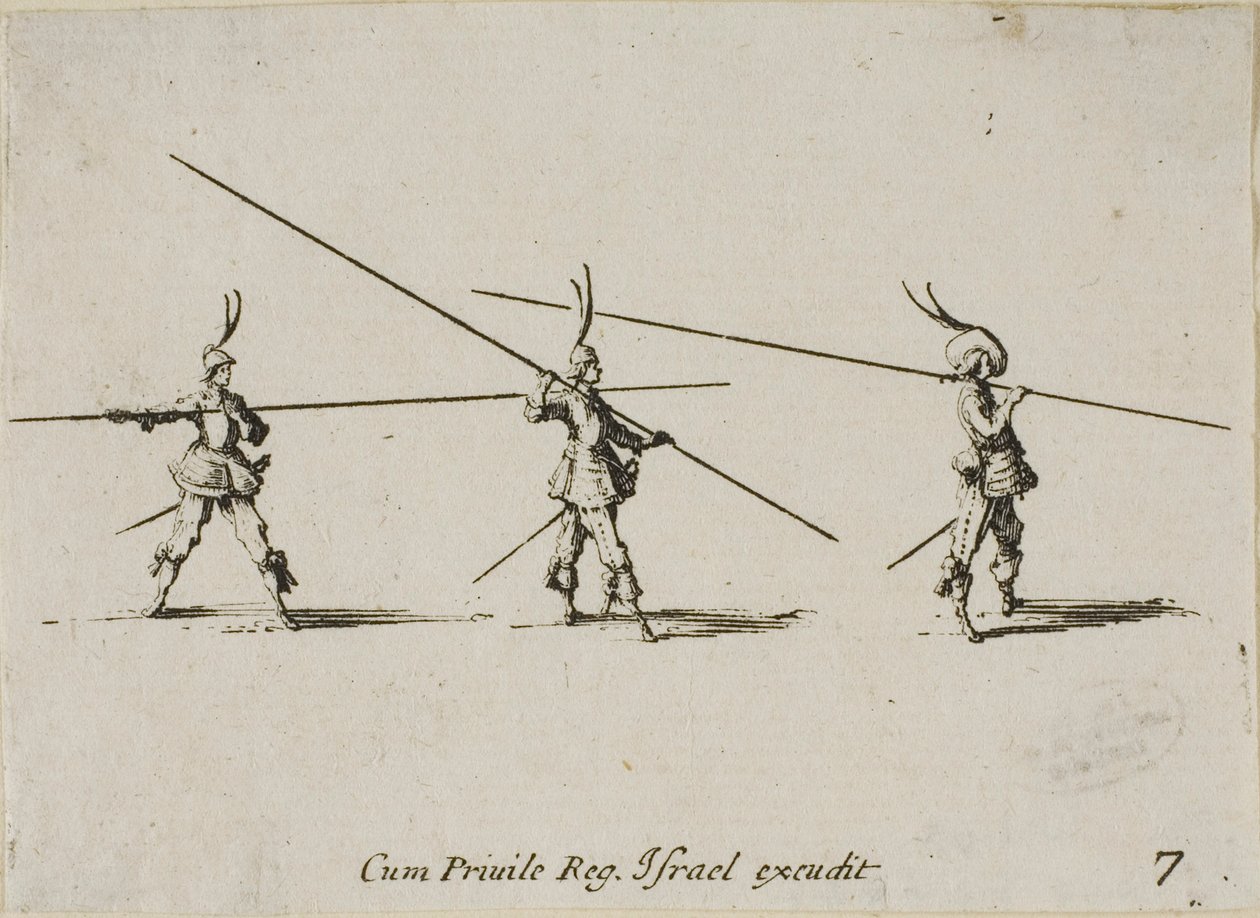 Pora Musketin kanssa, levy seitsemän sotilasharjoituksista tekijältä Jacques Callot