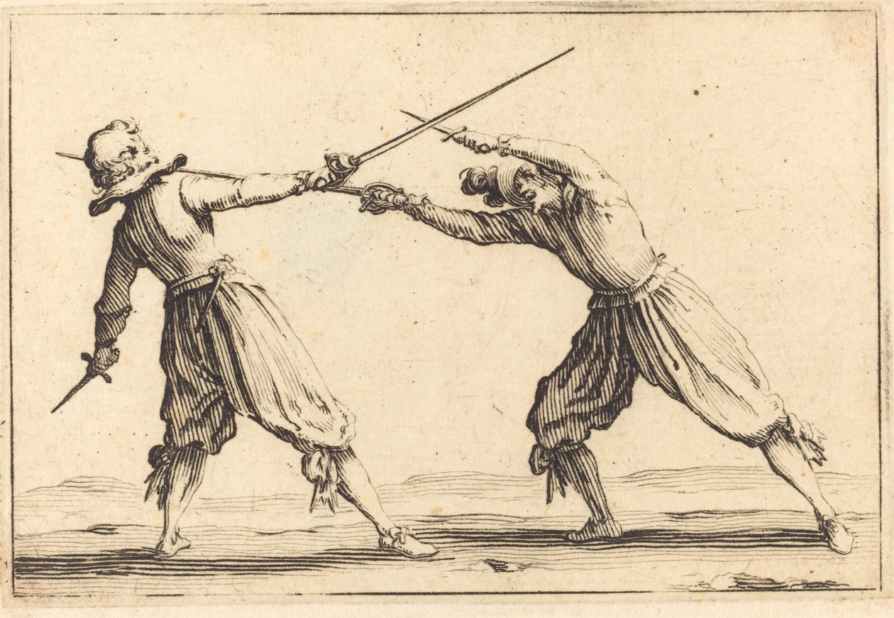 Kaksintaistelu miekkojen ja tikarien kanssa tekijältä Jacques Callot