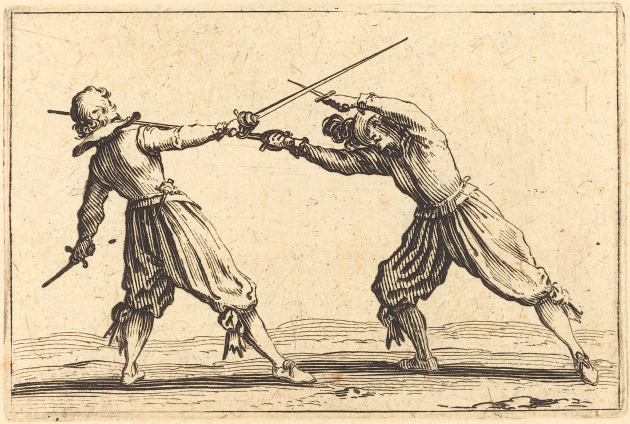 Kaksintaistelu miekkojen ja tikarien kanssa tekijältä Jacques Callot