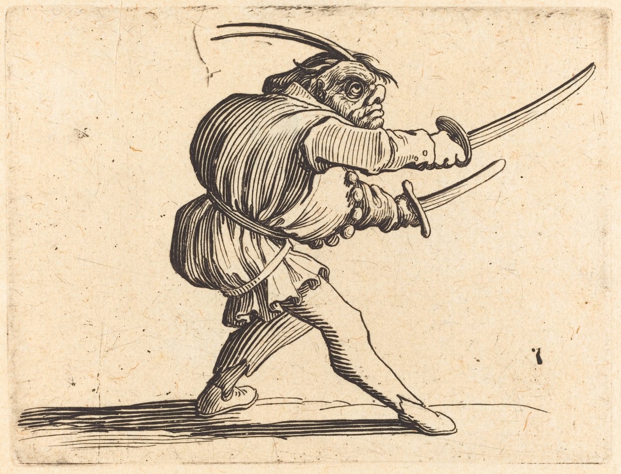 Kaksintaistelija kahden sapelin kanssa tekijältä Jacques Callot