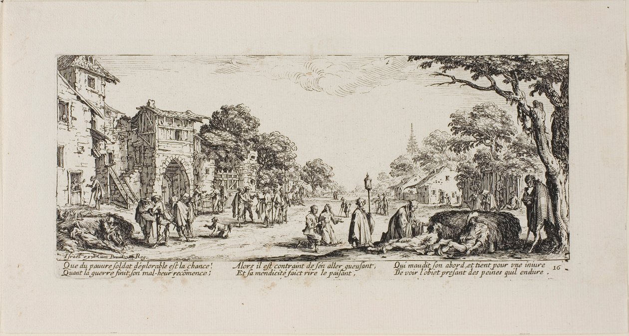 Dying Soldiers by the Roadside, levy kuusitoista The Miseries of Warista tekijältä Jacques Callot