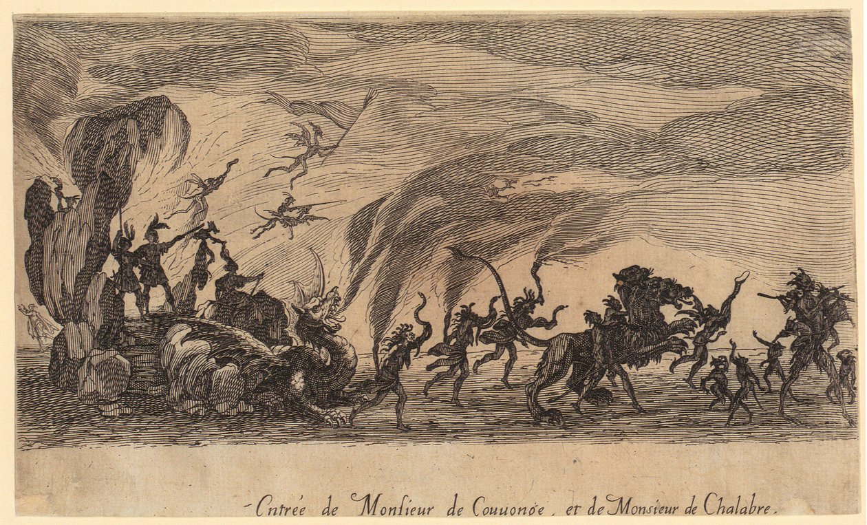 Monsieur de Couvongen ja Monsieur de Chalabren saapuminen, sarjan ”Turnajaiset” sivu 5 tekijältä Jacques Callot