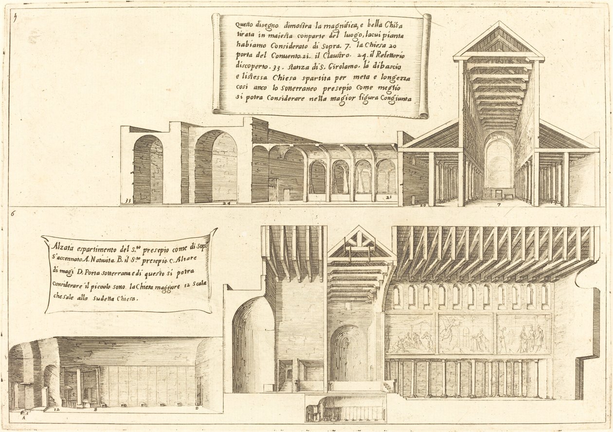 Kirkkojen korotus, mukaan lukien Pyhä seimi, 1619. tekijältä Jacques Callot
