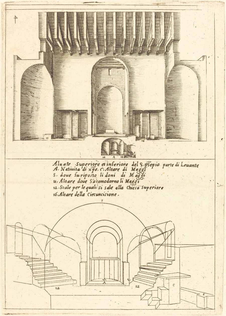 Pyhän seimen kirkon kohotus, 1619. tekijältä Jacques Callot