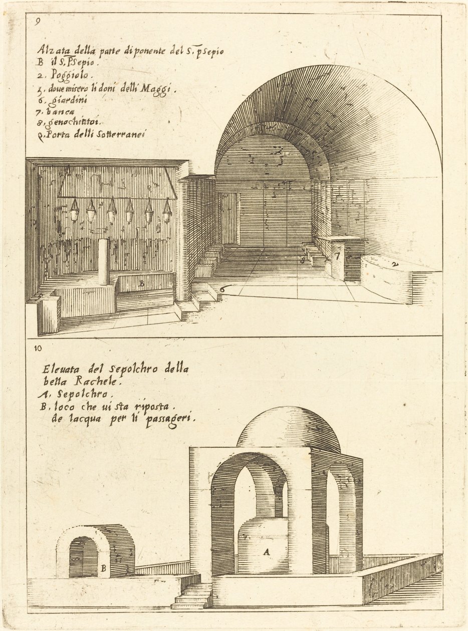 Pyhän seimen ja Raakelin haudan kohotukset tekijältä Jacques Callot