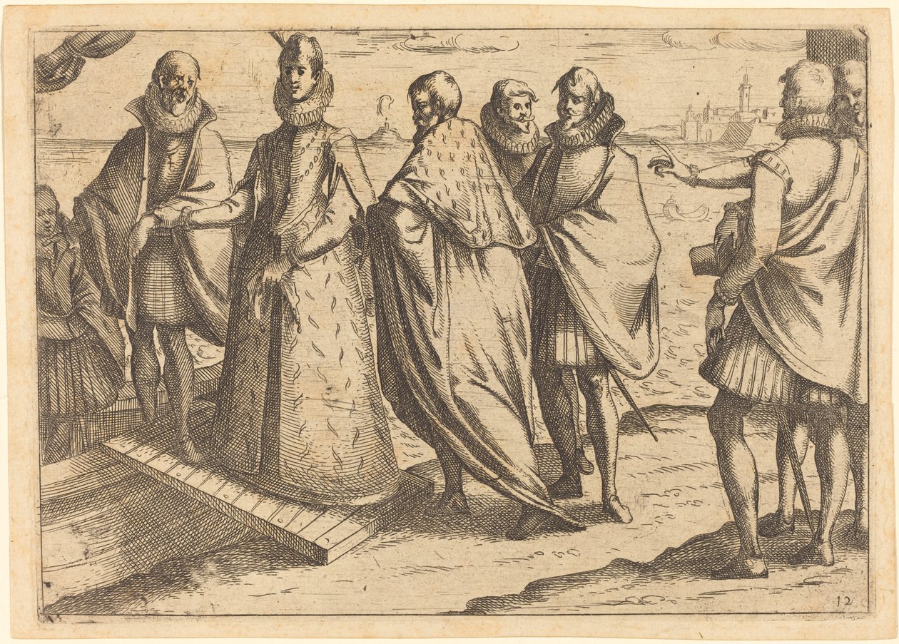 Laivaanlähtö Genovassa, 1612. tekijältä Jacques Callot