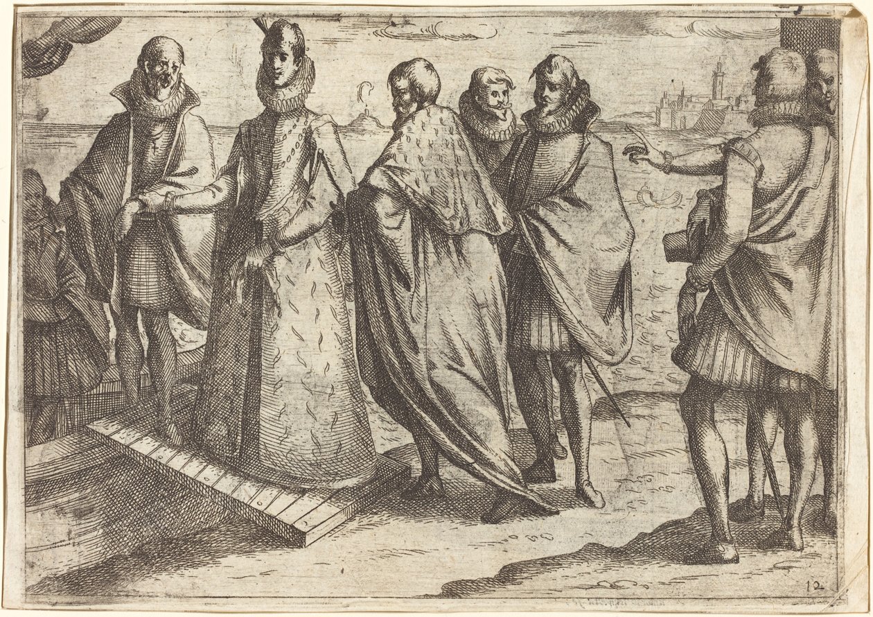 Laivaan nousu Genovassa [recto] tekijältä Jacques Callot