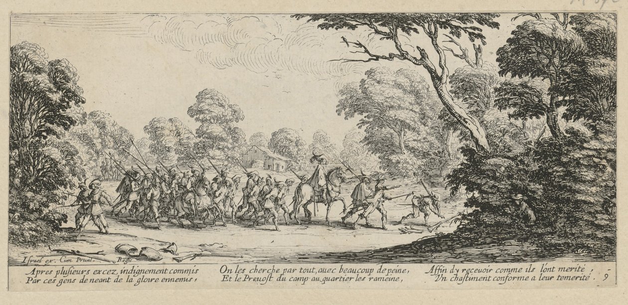 Rikollisten paljastuminen, sarjan ”Sodan kauhut” 9. osa tekijältä Jacques Callot