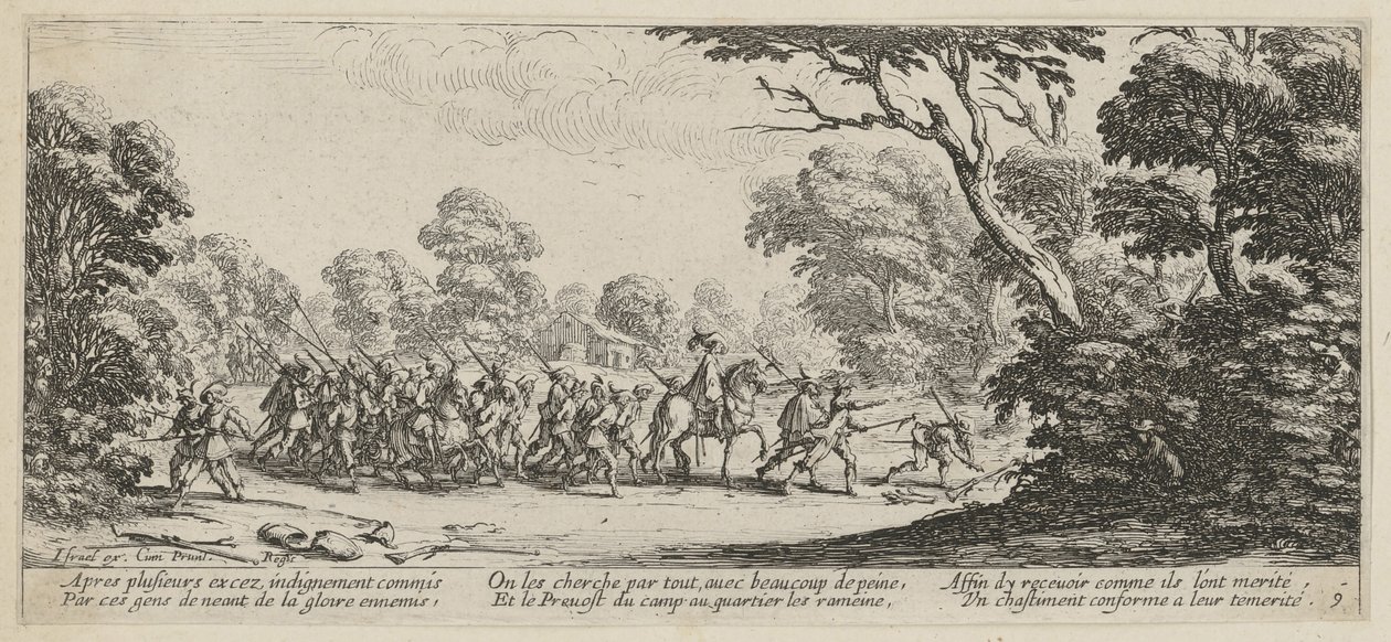 Rikollisten paljastuminen, sarjan ”Sodan kauhut” 9. osa tekijältä Jacques Callot