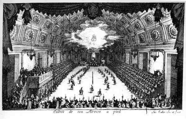 Hänen korkeutensa sisäänkäynti jalkaisin tekijältä Jacques Callot
