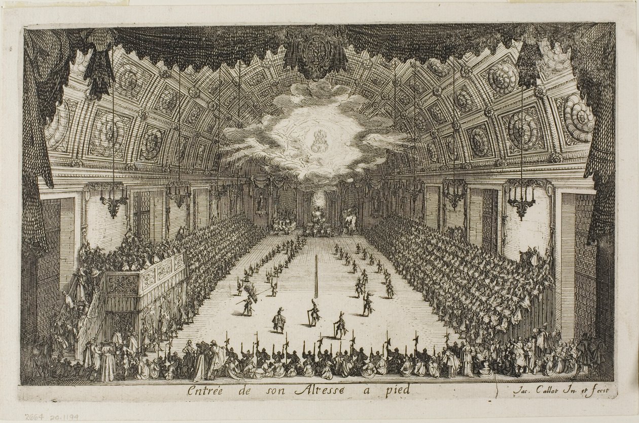 Hänen korkeutensa sisääntulo jalkaisin, The Combat at the Barrierista tekijältä Jacques Callot