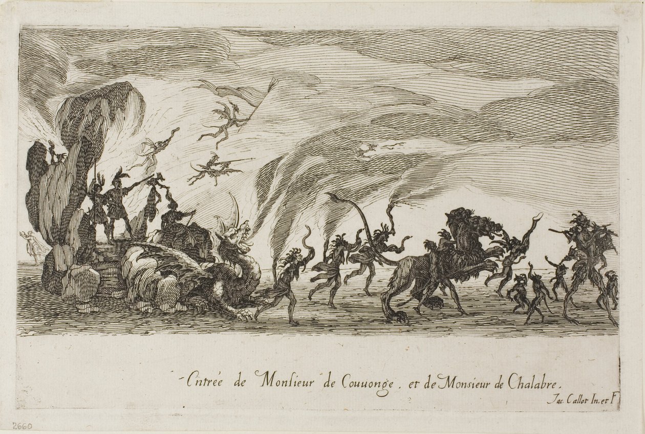 M. de Couvonage ja M. de Chalabre, The Combat at the Barrier tekijältä Jacques Callot