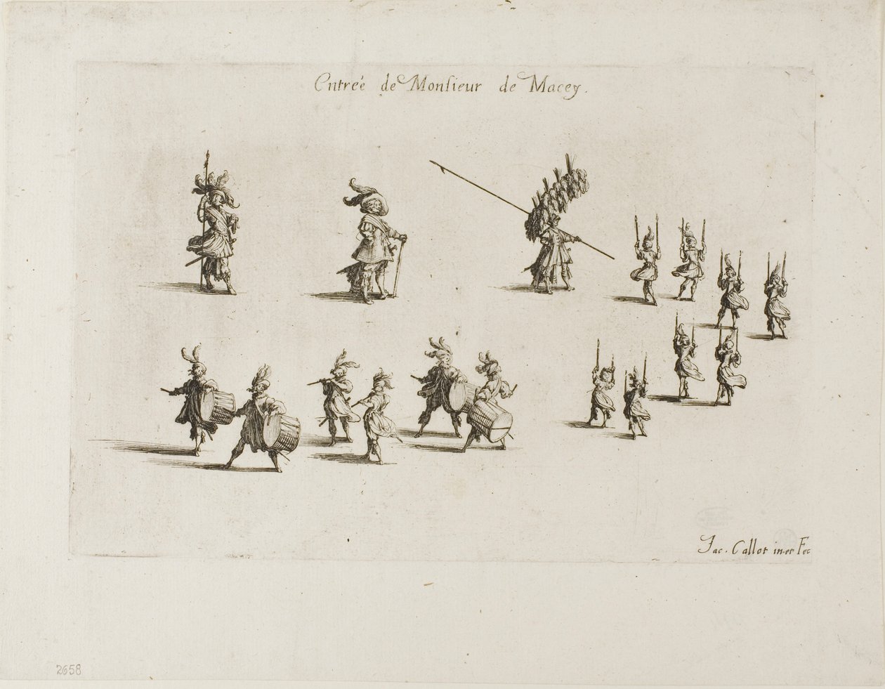 M. de Maceyn sisääntulo elokuvasta The Combat at the Barrier tekijältä Jacques Callot