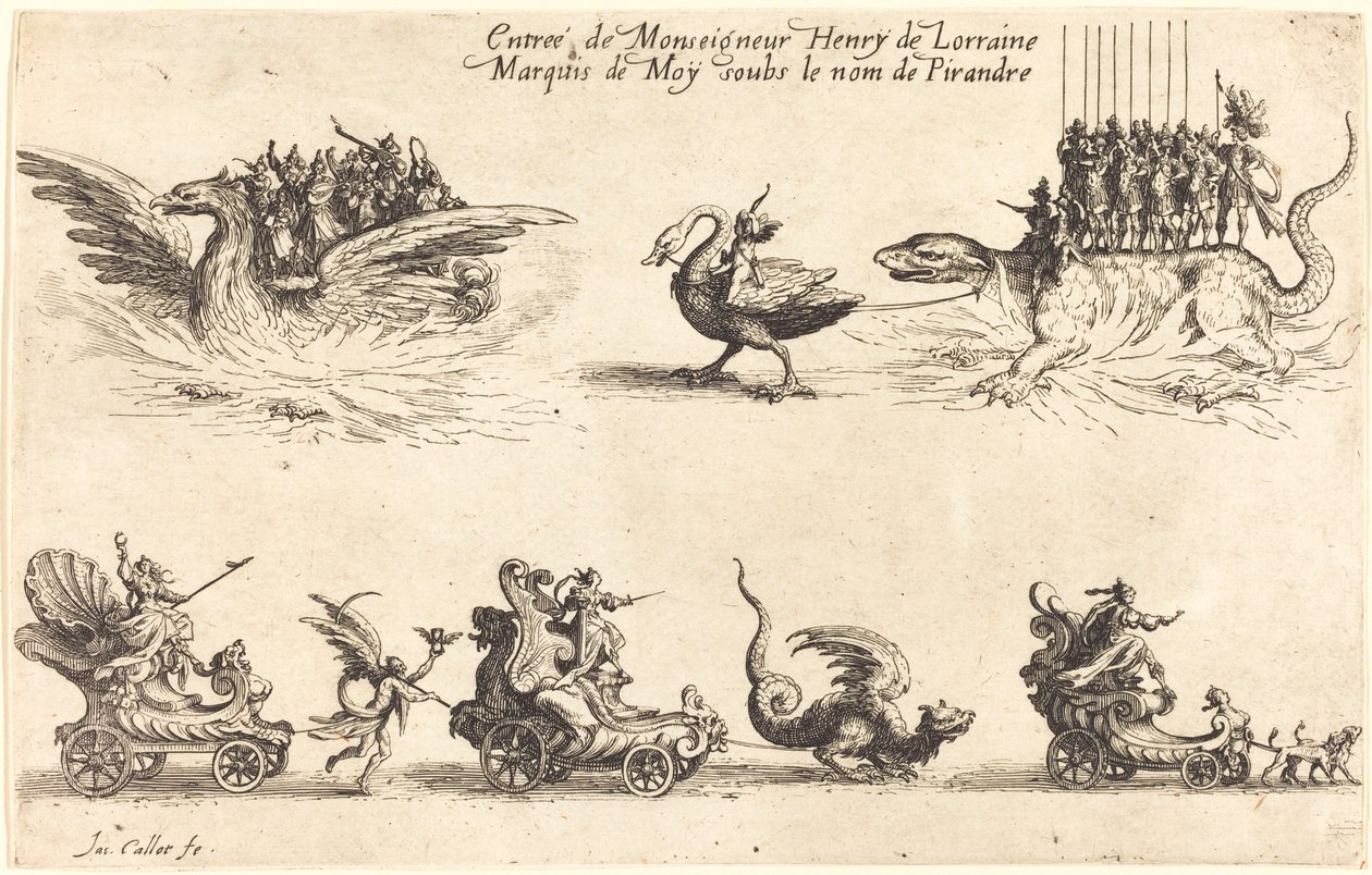Monseigneur Henry de Lorraine, markiisi de Moy, Pirandren nimellä, 1627. tekijältä Jacques Callot