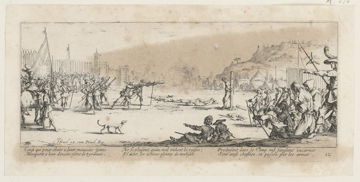 Ammunta, sivu 12 sarjasta ”Sodan kauhut” tekijältä Jacques Callot
