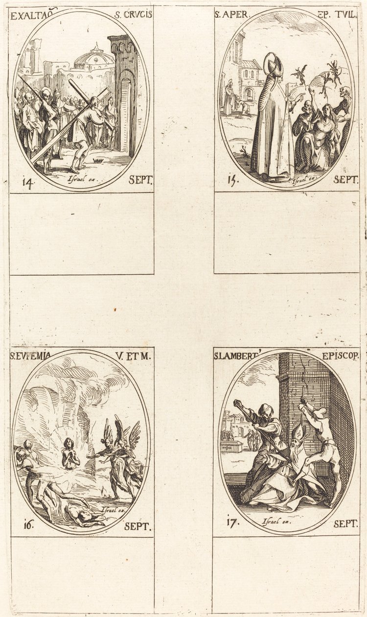 Pyhän Ristin korotus; St. Aper; St. Euphemia; St. Lambert tekijältä Jacques Callot
