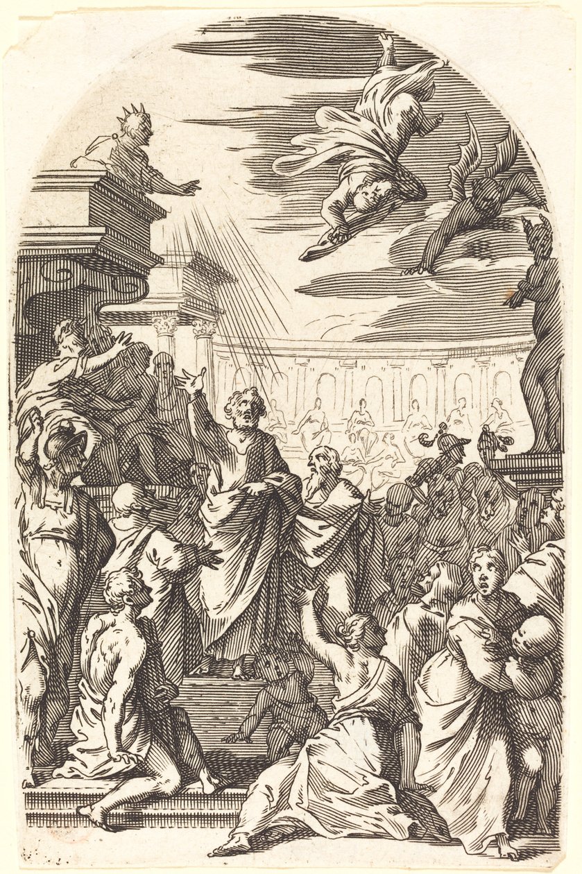Simon taikurin kaatuminen, 16081611. tekijältä Jacques Callot