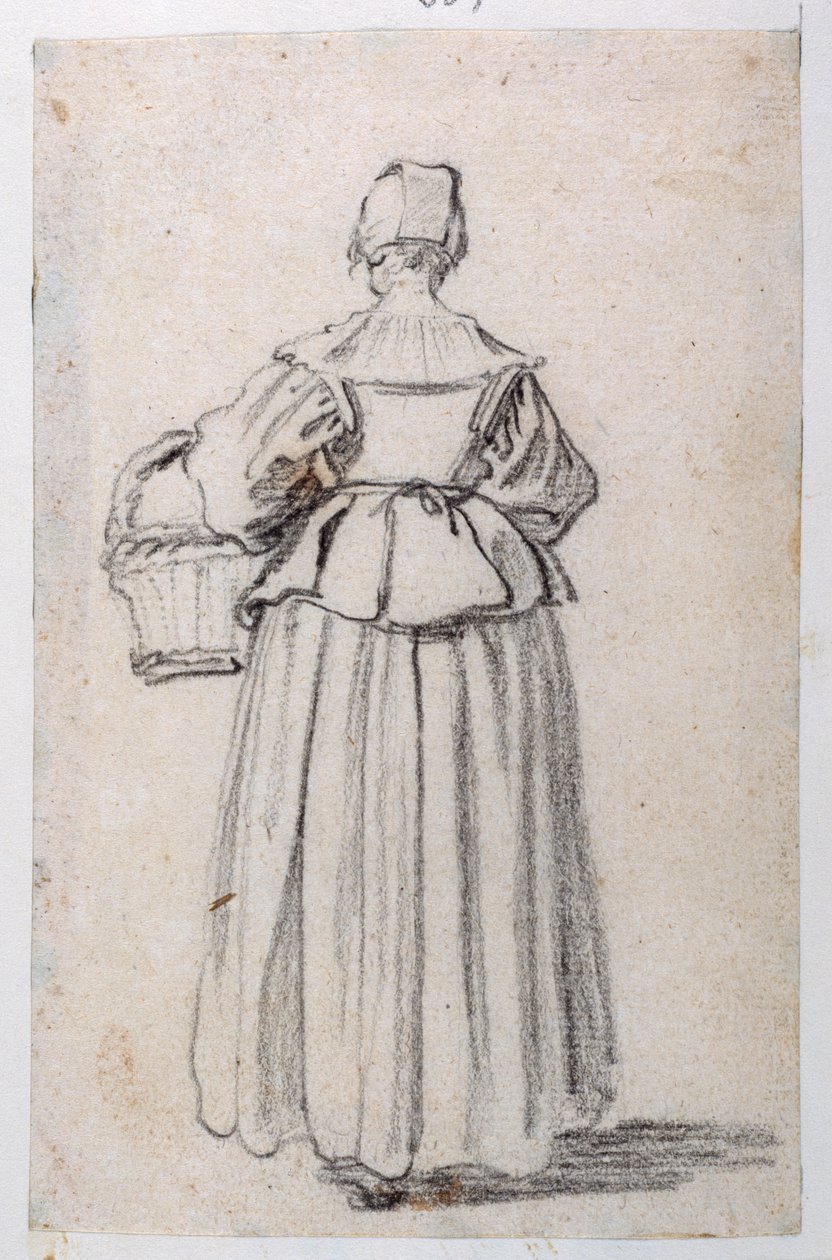 Figuuri taaksepäin (musta liitu paperilla) tekijältä Jacques Callot