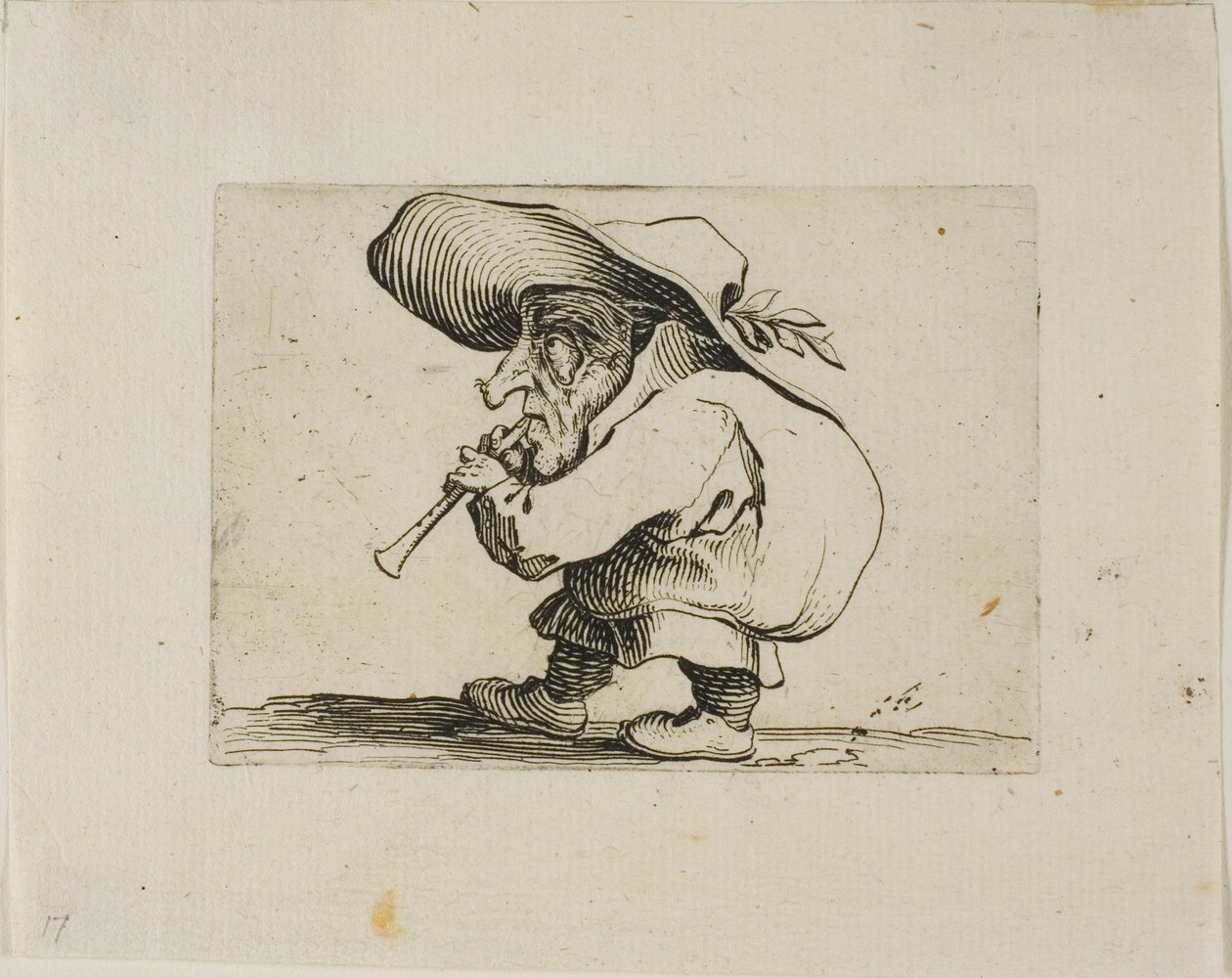 Flageolet Player, Varie Figure Gobbi tekijältä Jacques Callot