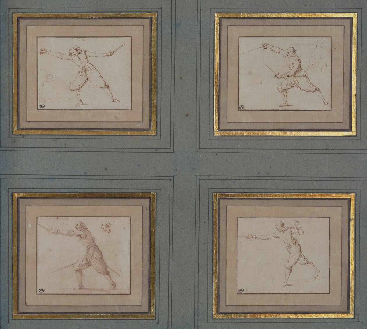 Neljä tutkimusta miekkailijasta, 1766-69 tekijältä Jacques Callot