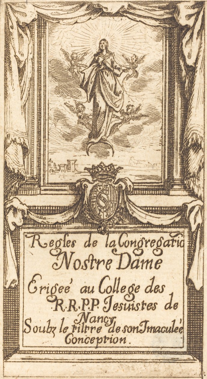 Neitsyt Marian ritarikunnan sääntöjen etukappale tekijältä Jacques Callot