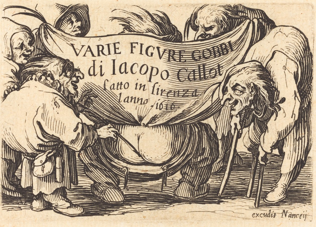 Etukappale kappaleeseen "Varie Figure Gobbi" ("Various Hunchback Figures") tekijältä Jacques Callot