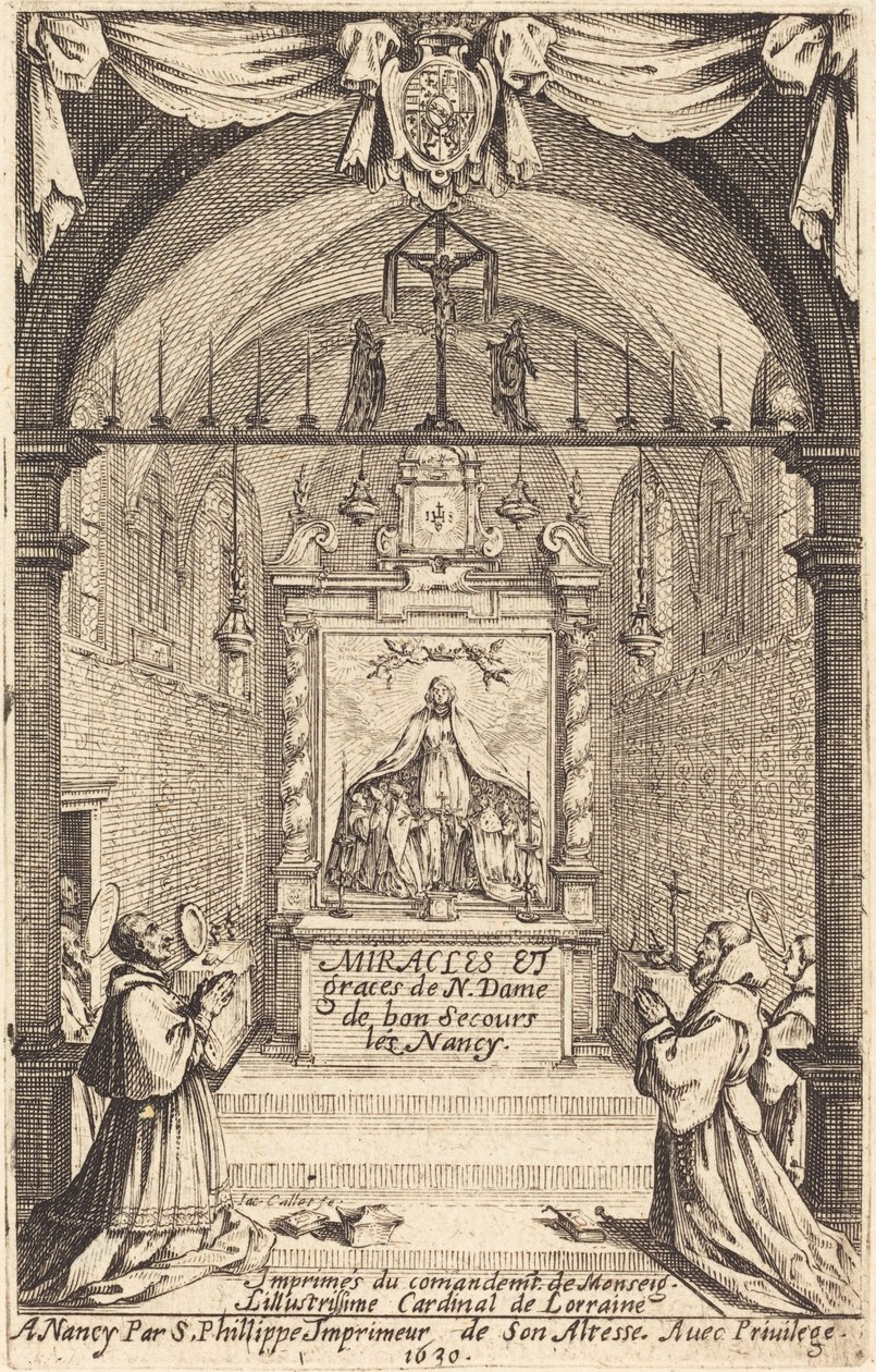 "Bon-Secours-les-Nancyn Neitsyt Marian ihmeet ja armot" tekijältä Jacques Callot