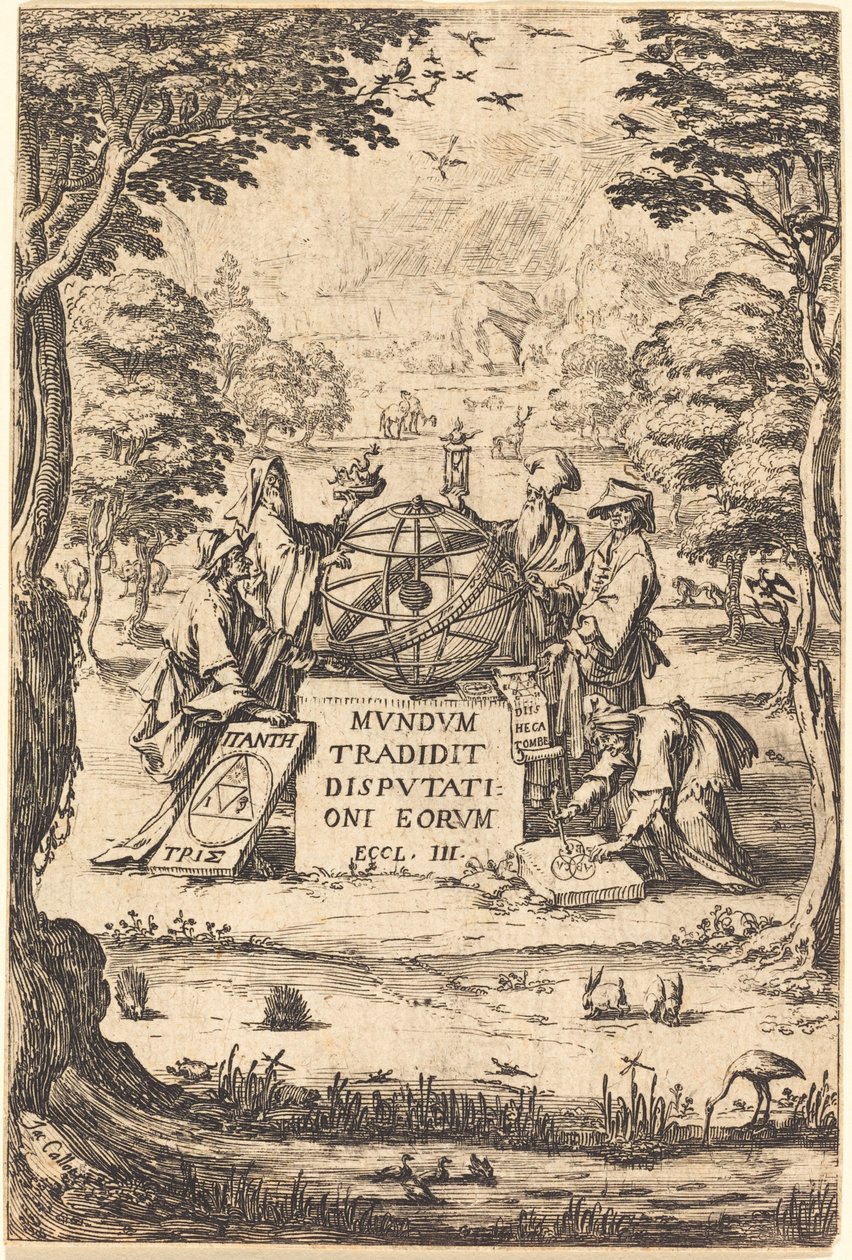 Sacred Cosmologia -tittelin etukappale astrologien kanssa. tekijältä Jacques Callot
