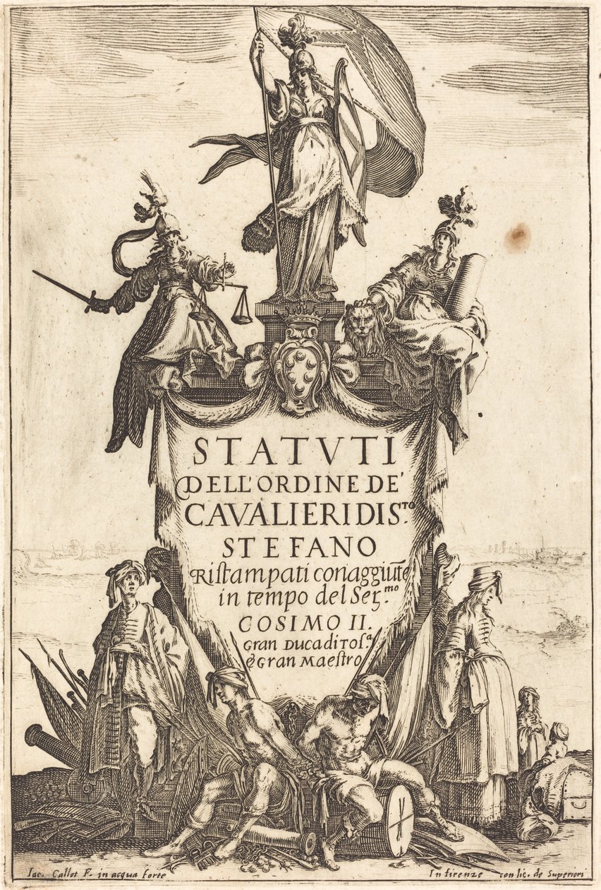 "Pyhän Stefanoksen ritarikunnan perussäännön" etulevy tekijältä Jacques Callot