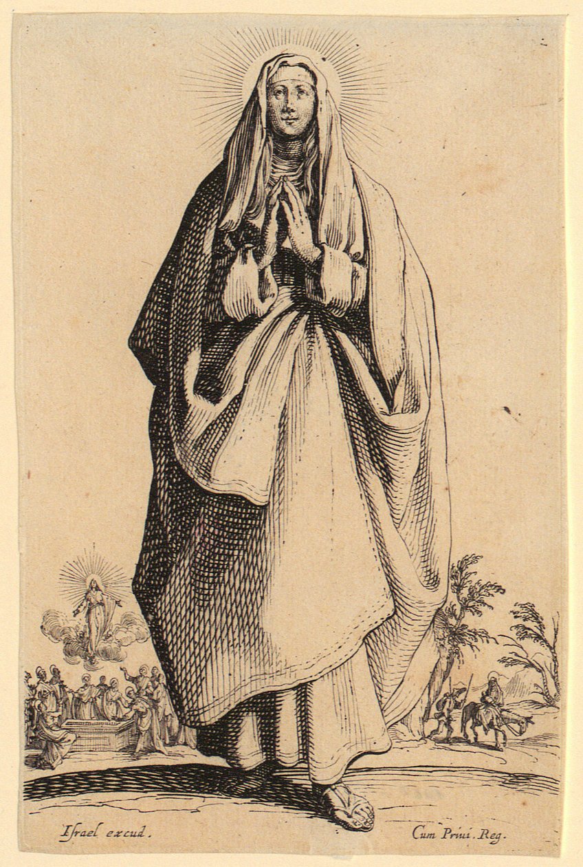 Otsikkokuva, lehti 1 sarjasta "Jeesus, kaksitoista apostolia ja Maria" tekijältä Jacques Callot