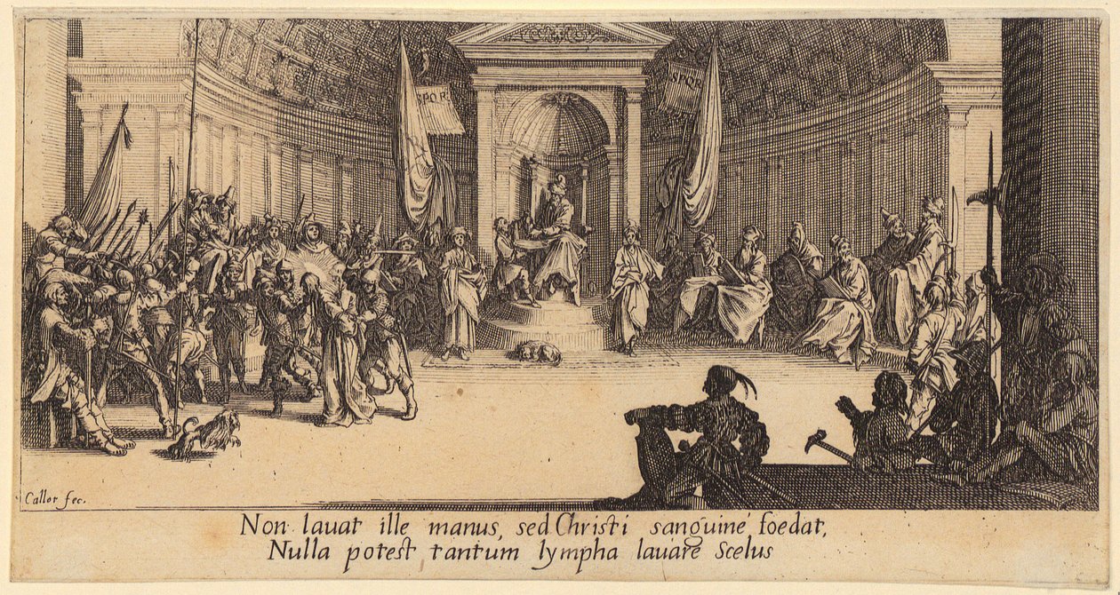 Jalkojen pesu, sarjan ”Suuri kärsimys” 1. osa tekijältä Jacques Callot
