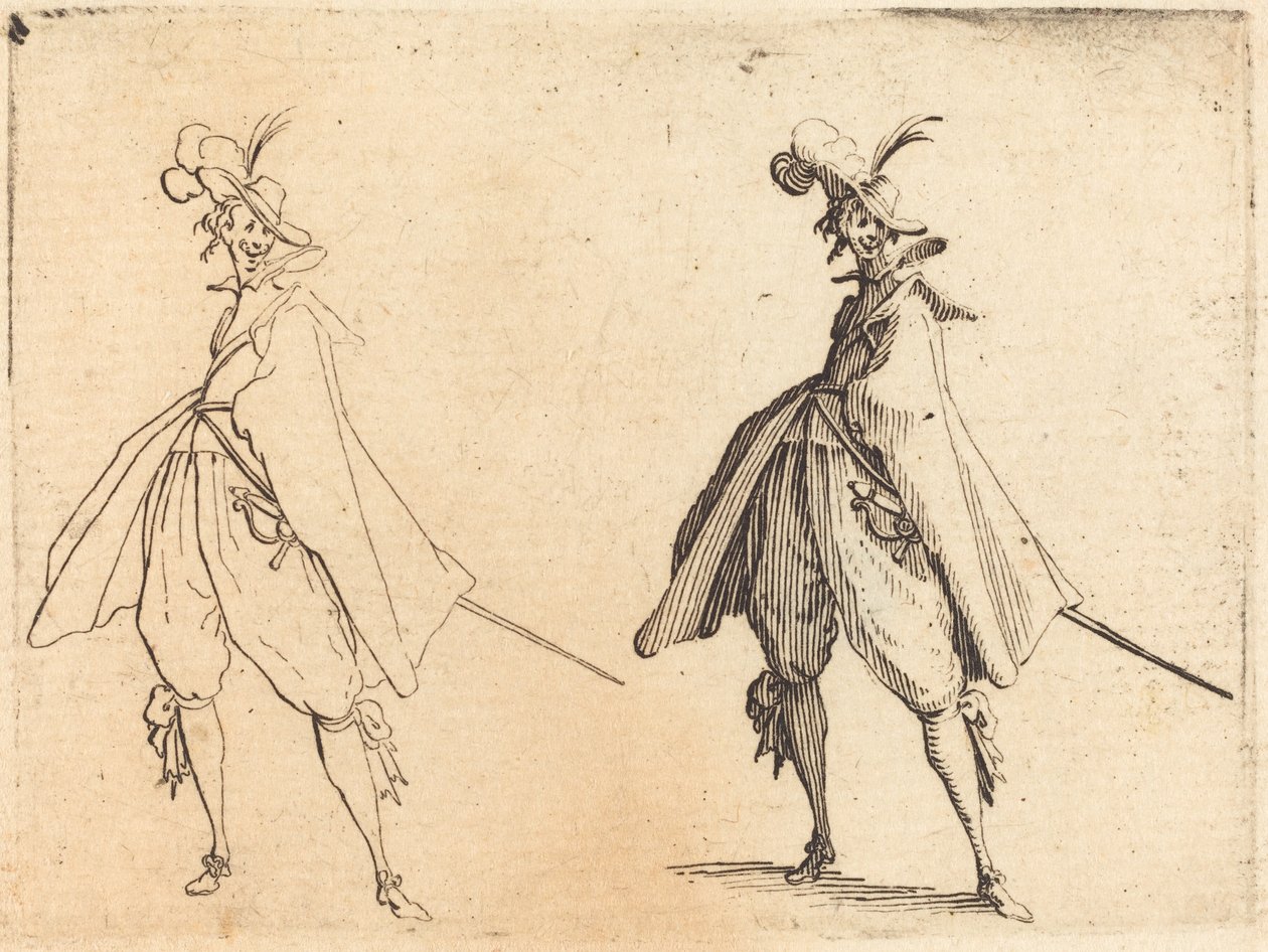 Gentleman in Large Mantle, Näkymä edestä tekijältä Jacques Callot