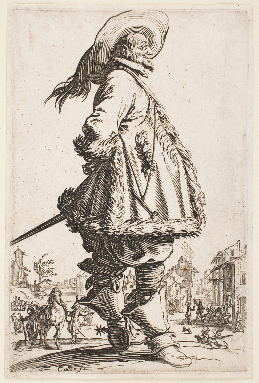 Herrasmies turkisreunustaisessa takissa, sarjasta "The Nobility of Lorraine" tekijältä Jacques Callot