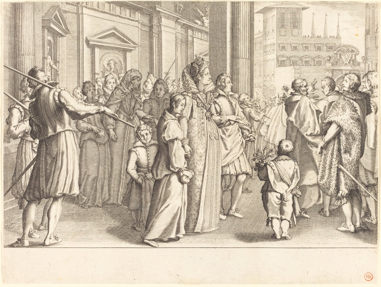 Suurherttuatar nuorten tyttöjen kulkueessa tekijältä Jacques Callot