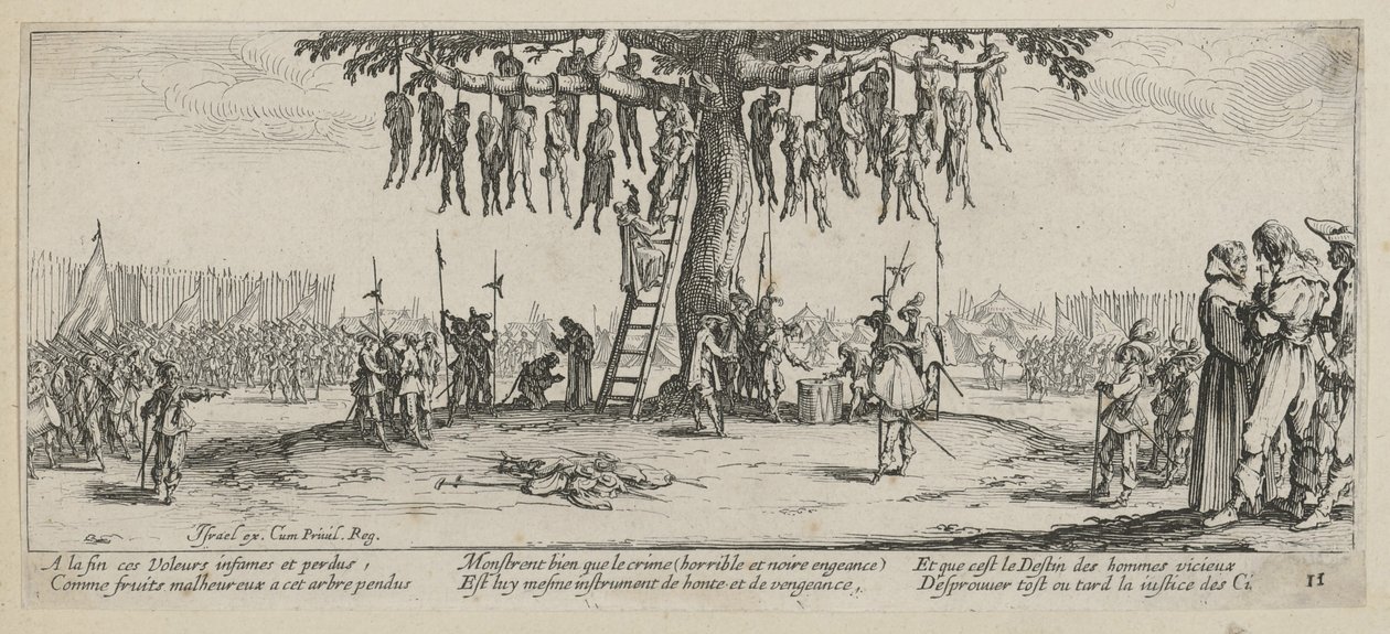 Ripustus, sarjan ”Sodan harmaat” sivu 11 tekijältä Jacques Callot