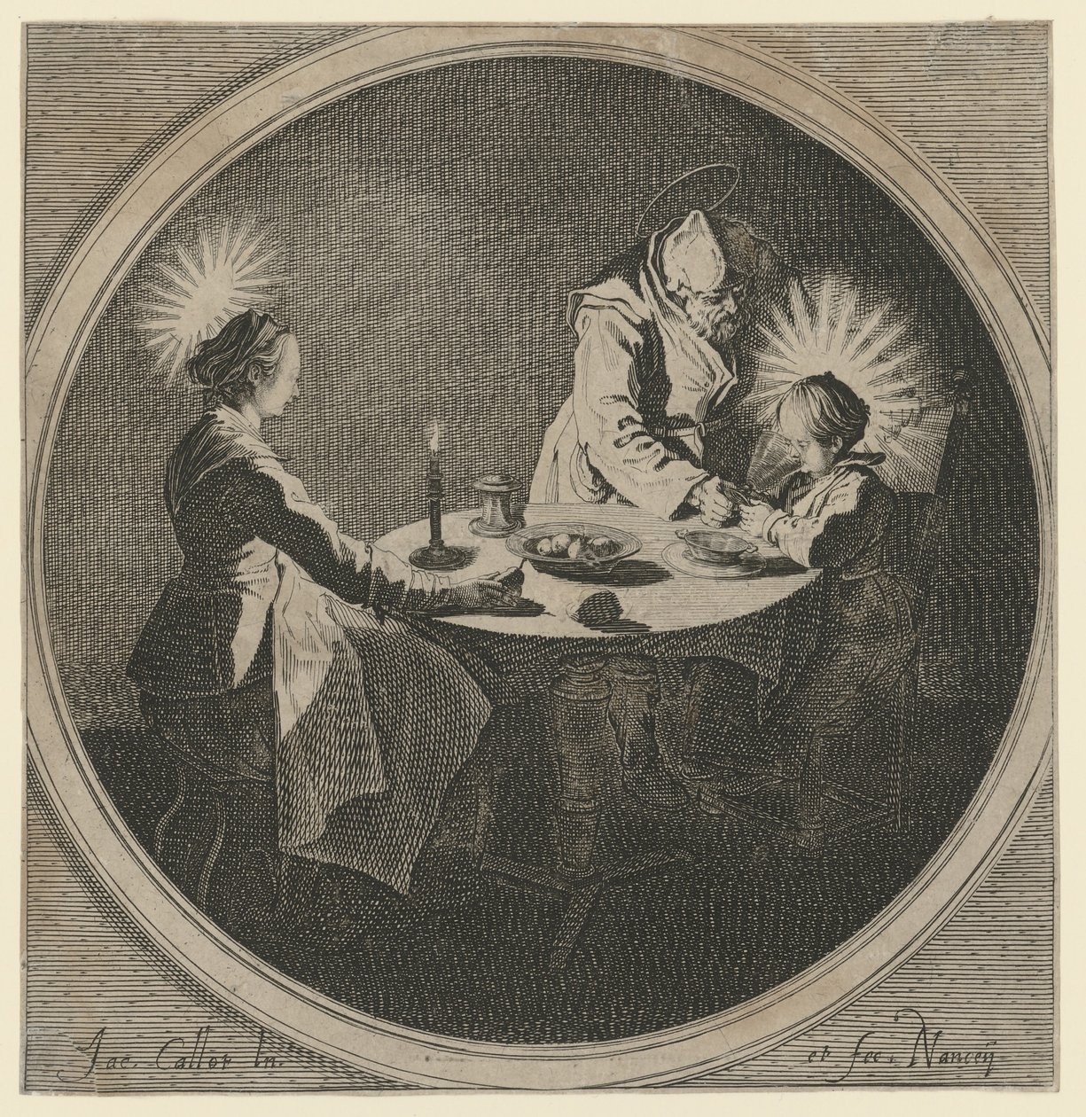 Pyhä perhe pöydän ääressä tekijältä Jacques Callot