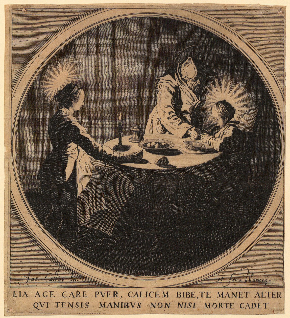 Pyhä perhe pöydän ääressä tekijältä Jacques Callot