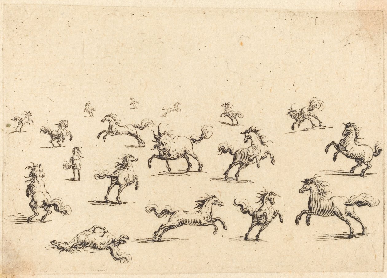 Hevoset Juoksemassa tekijältä Jacques Callot