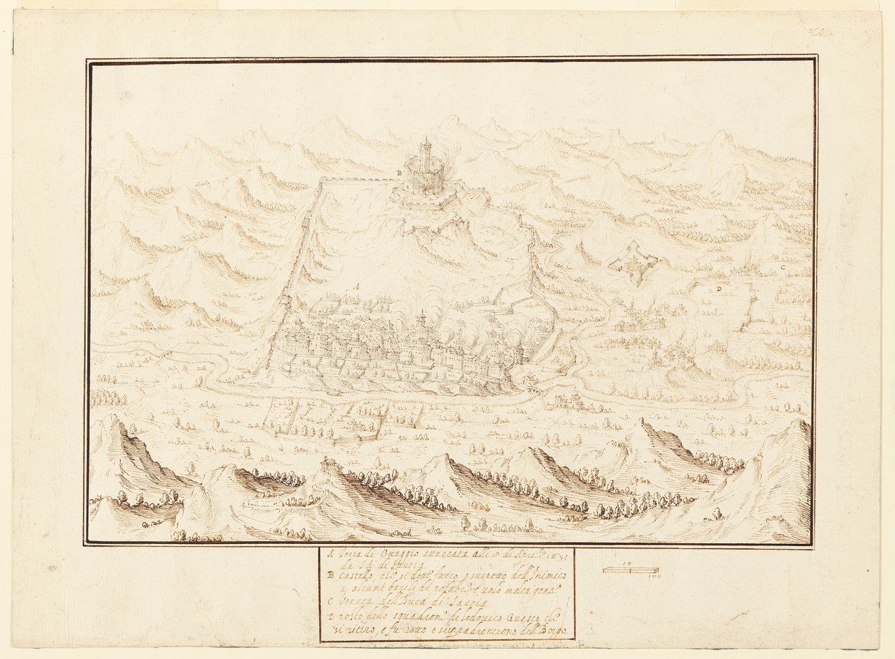 Isometrinen näkymä Torra de Ottaggiosta tekijältä Jacques Callot